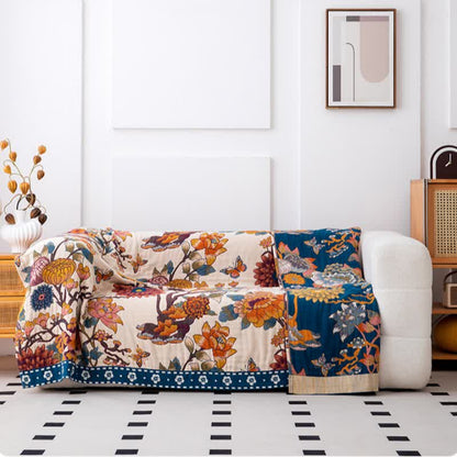 Luxuriöse Steppdecke aus natürlicher Baumwolle mit Blumenmuster und Schmetterlingen - image 2