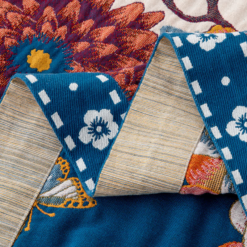 Luxuriöse Steppdecke aus natürlicher Baumwolle mit Blumenmuster und Schmetterlingen - image 4