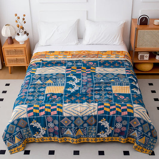 Patchwork-Steppdecke aus natürlicher Baumwolle mit geometrischem Muster - 200cm x 230cm - image 0
