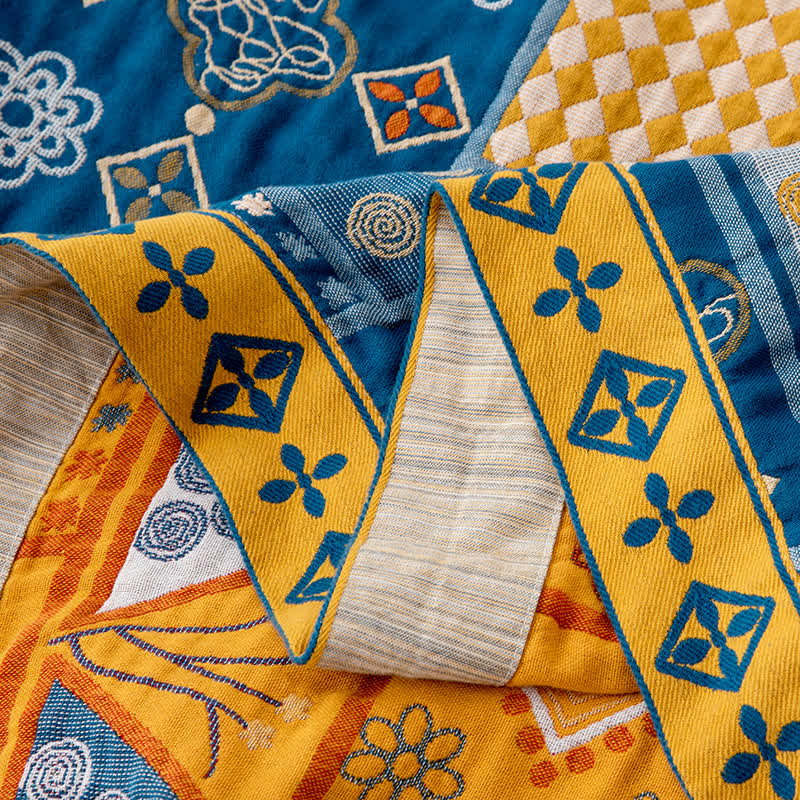 Patchwork-Steppdecke aus natürlicher Baumwolle mit geometrischem Muster - image 3