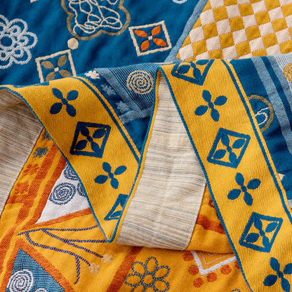 Patchwork-Steppdecke aus natürlicher Baumwolle mit geometrischem Muster - image 3