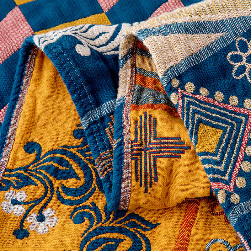 Patchwork-Steppdecke aus natürlicher Baumwolle mit geometrischem Muster - image 4