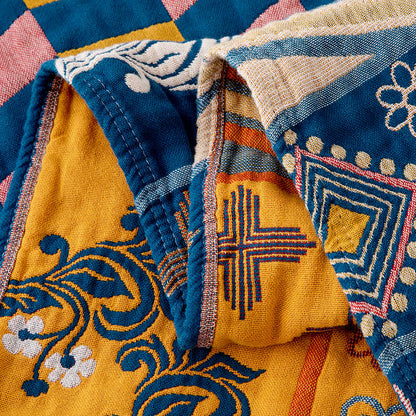Patchwork-Steppdecke aus natürlicher Baumwolle mit geometrischem Muster - image 4