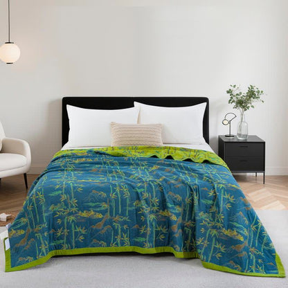 Wendedecke aus Bambus-Naturbaumwolle - Blau - Decke - 244cm x 264cm - image 4