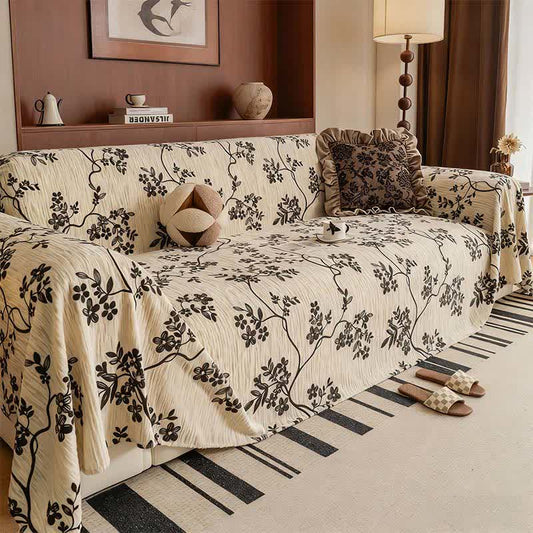 Chenille-Sofadecke mit Blumenzweigen - 180cm x 134 - image 0