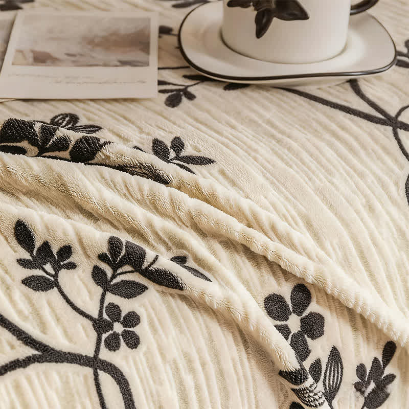 Chenille-Sofadecke mit Blumenzweigen - image 3