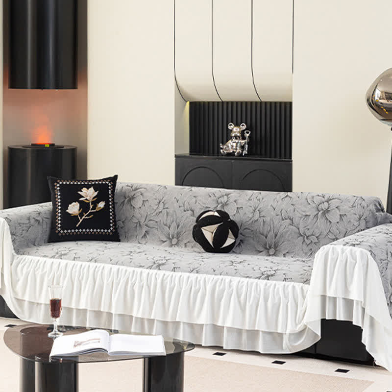 Chenille-Sofaschoner „Lily“ mit Rüschen - image 4