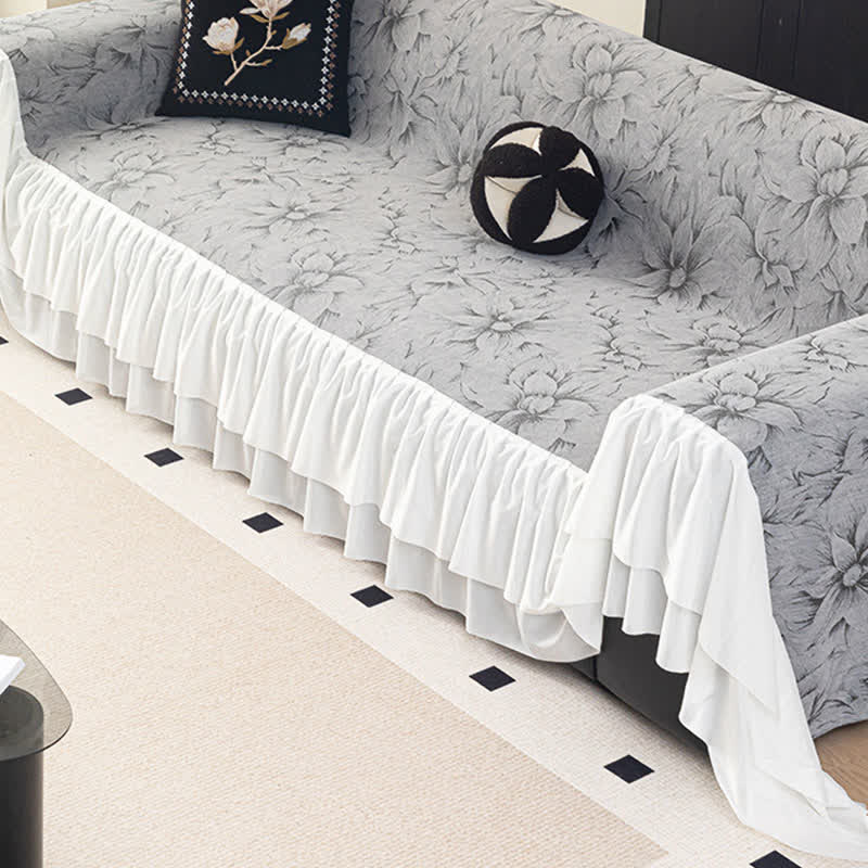 Chenille-Sofaschoner „Lily“ mit Rüschen - image 3