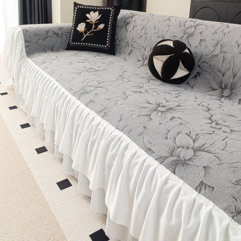 Chenille-Sofaschoner „Lily“ mit Rüschen - Dunkelgrau - 180cm x 340cm - image 2