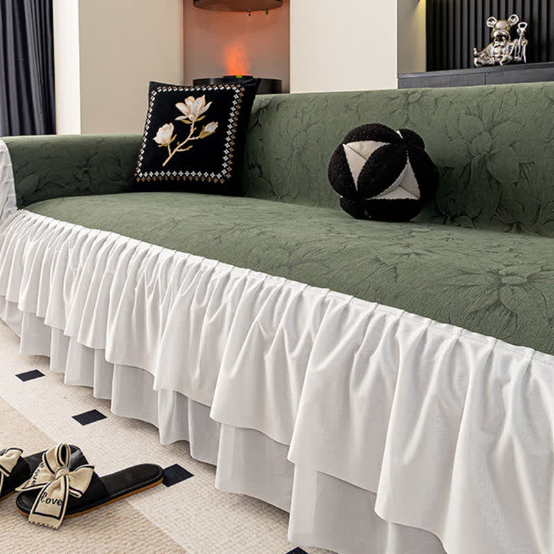 Chenille-Sofaschoner „Lily“ mit Rüschen - Grün - 180cm x 340cm - image 8