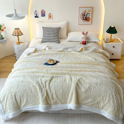 Sherpa-Überwurfdecke mit Blattstruktur - image 1