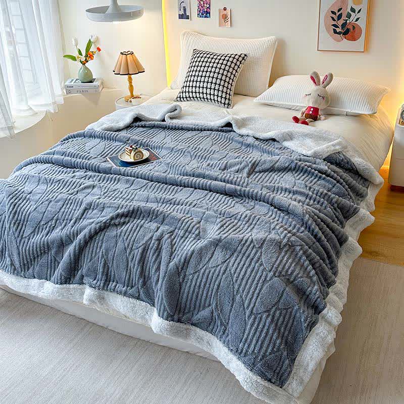 Sherpa-Überwurfdecke mit Blattstruktur - Grau - 200cm x 230cm - image 9