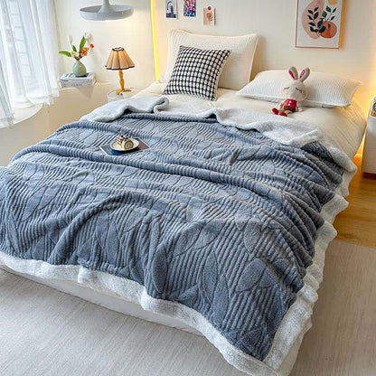 Sherpa-Überwurfdecke mit Blattstruktur - Grau - 200cm x 230cm - image 9