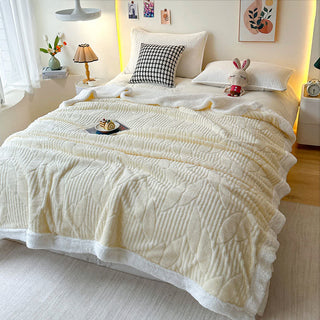 Sherpa-Überwurfdecke mit Blattstruktur - Beige - 200cm x 230cm - image 0