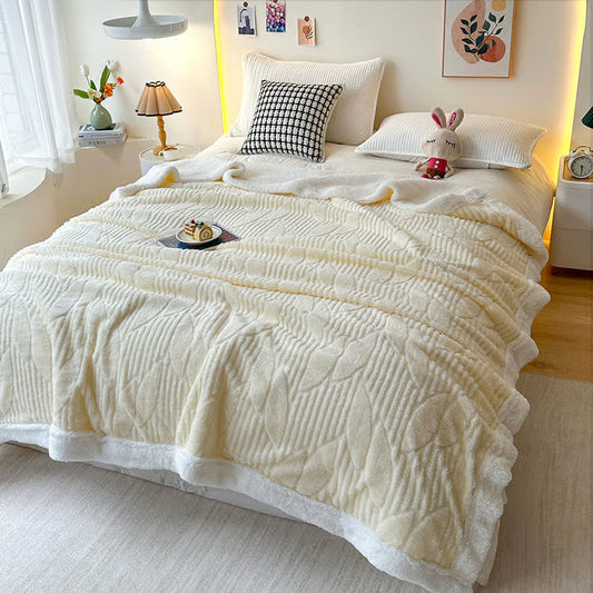 Sherpa-Überwurfdecke mit Blattstruktur - Beige - 200cm x 230cm - image 0