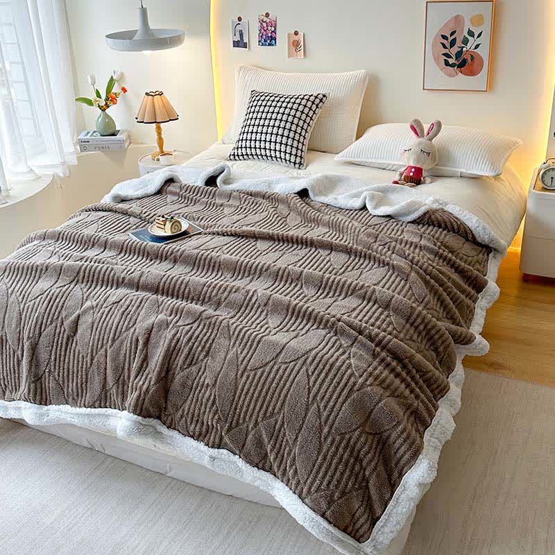 Sherpa-Überwurfdecke mit Blattstruktur - Braun - 200cm x 230cm - image 7