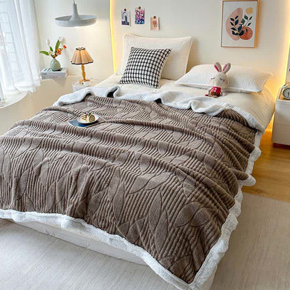 Sherpa-Überwurfdecke mit Blattstruktur - Braun - 200cm x 230cm - image 7