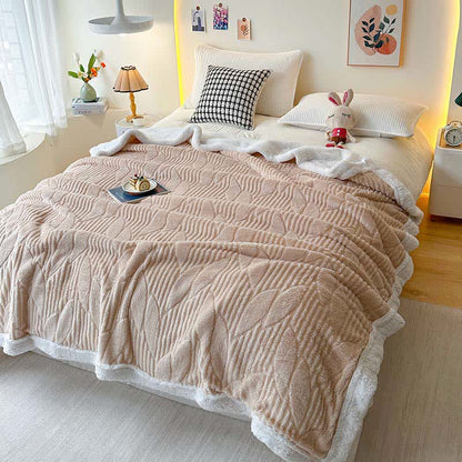 Sherpa-Überwurfdecke mit Blattstruktur - Khaki - 200cm x 230cm - image 6