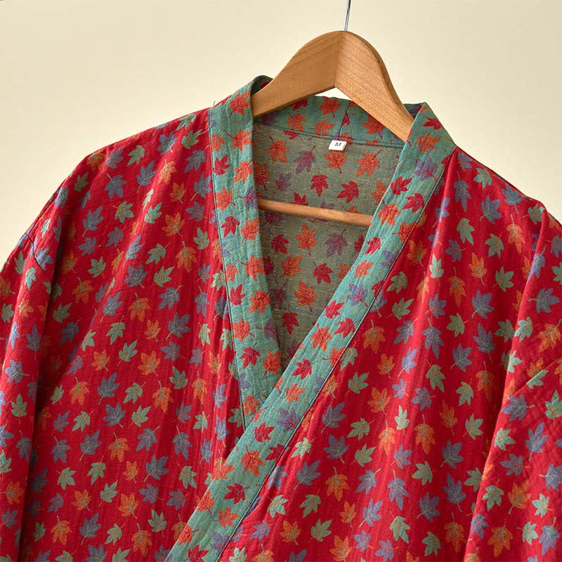 Kimono-Bademantel aus Bio-Baumwolle mit Ahornblatt-Print - image 6