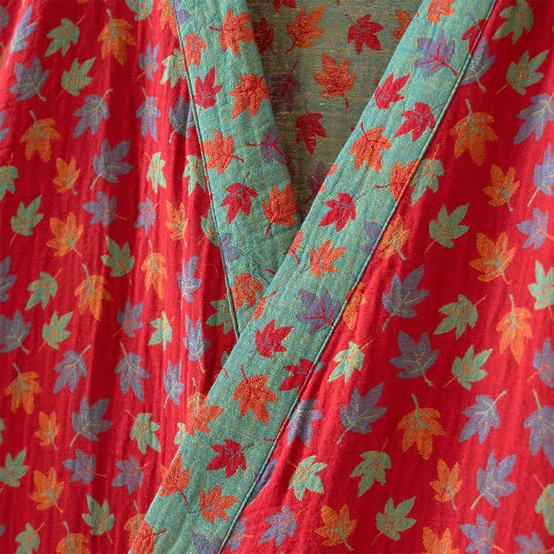 Kimono-Bademantel aus Bio-Baumwolle mit Ahornblatt-Print - image 9