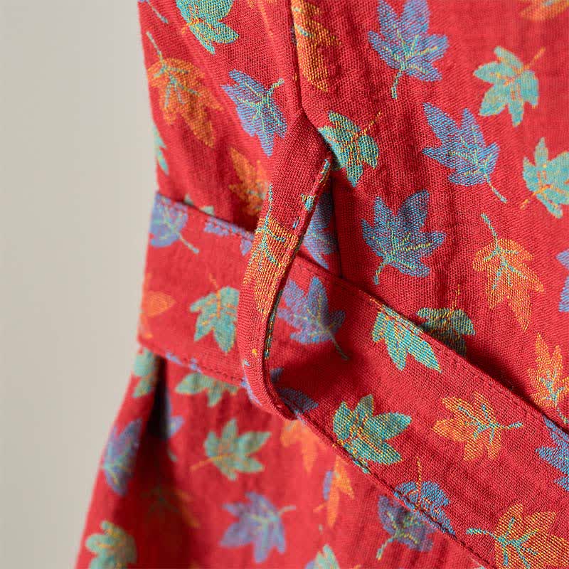 Kimono-Bademantel aus Bio-Baumwolle mit Ahornblatt-Print - image 10