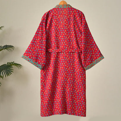 Kimono-Bademantel aus Bio-Baumwolle mit Ahornblatt-Print - image 4