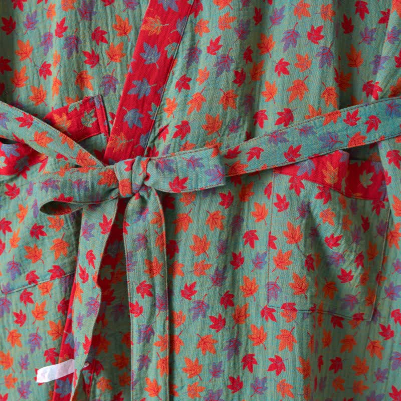 Kimono-Bademantel aus Bio-Baumwolle mit Ahornblatt-Print - image 19