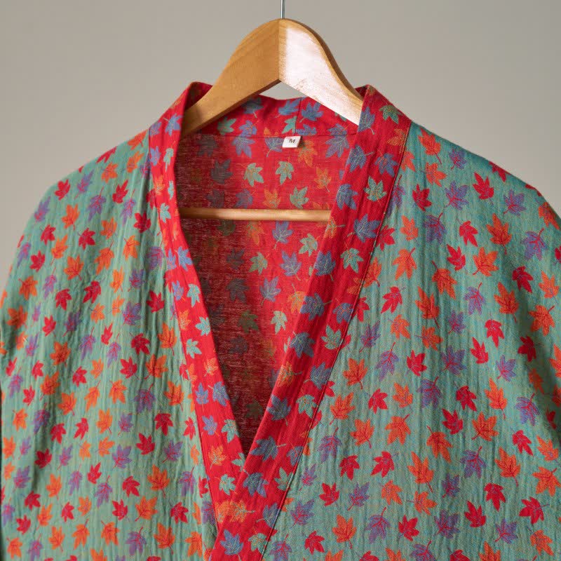 Kimono-Bademantel aus Bio-Baumwolle mit Ahornblatt-Print - image 18