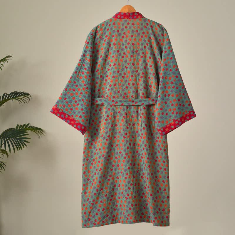 Kimono-Bademantel aus Bio-Baumwolle mit Ahornblatt-Print - image 16