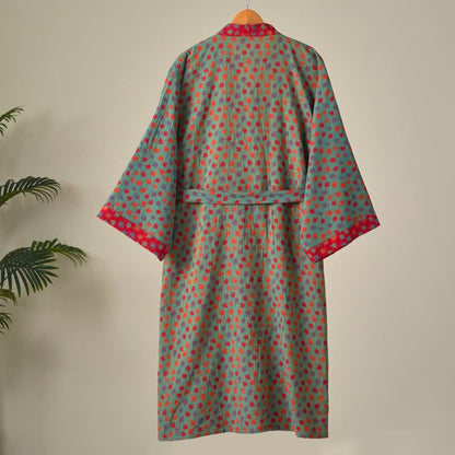 Kimono-Bademantel aus Bio-Baumwolle mit Ahornblatt-Print - image 16