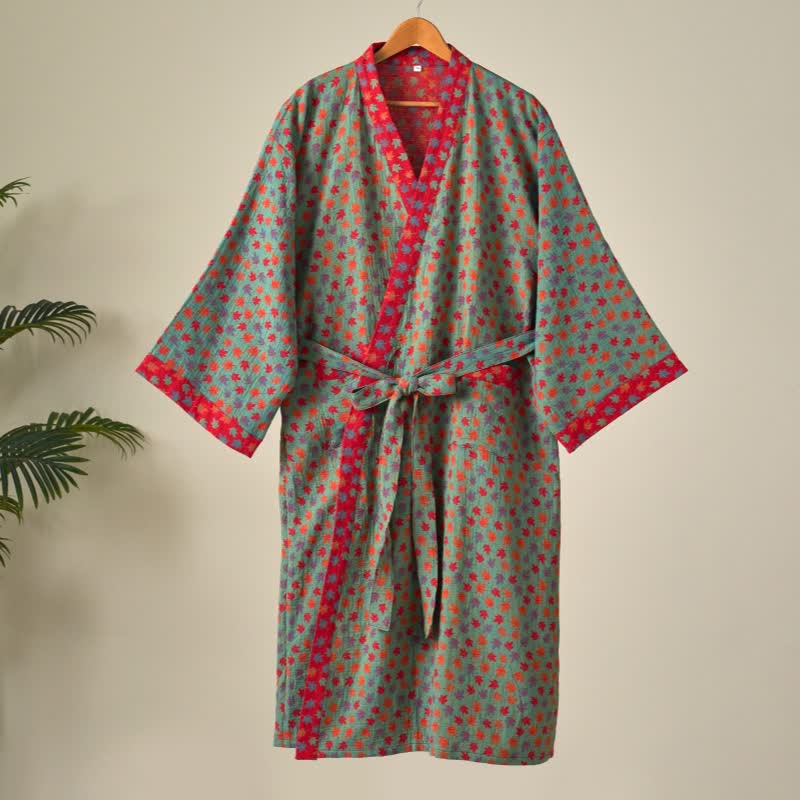 Kimono-Bademantel aus Bio-Baumwolle mit Ahornblatt-Print - image 15