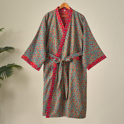 Kimono-Bademantel aus Bio-Baumwolle mit Ahornblatt-Print - image 15