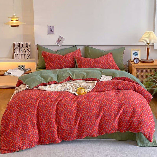 Bettwäscheset aus Baumwollgaze mit Ahornblattmotiv (4-teilig) - 220cm x 240cm - image 0