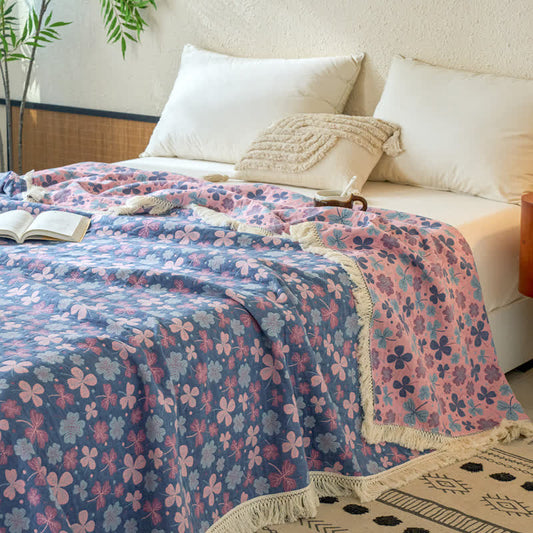 Wendesteppdecke aus Baumwollleinen und Jacquard mit Kleeblattmuster - 230 cm x 240 cm - image 0