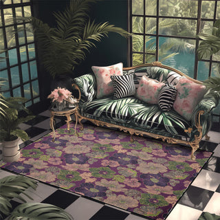 Faltbarer Anti-Rutsch-Teppich im Vintage-Stil mit botanischem Motiv - 153cm x 244cm - image 0
