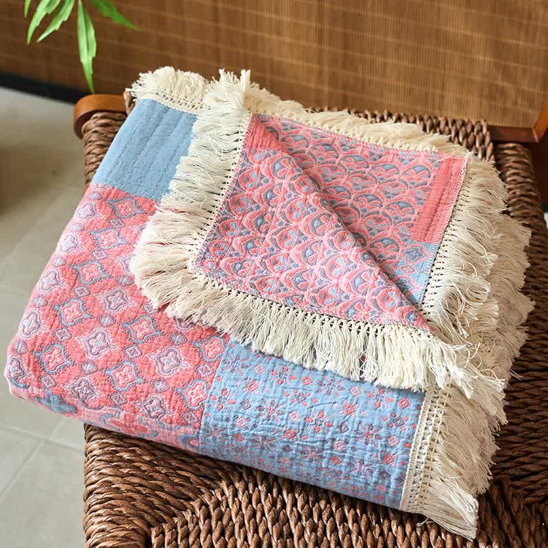 Patchwork Vintage Jacquard Baumwolle Leinen Quilt - image 4