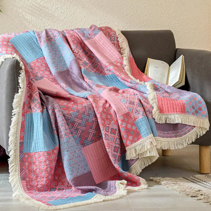 Patchwork Vintage Jacquard Baumwolle Leinen Quilt - image 3