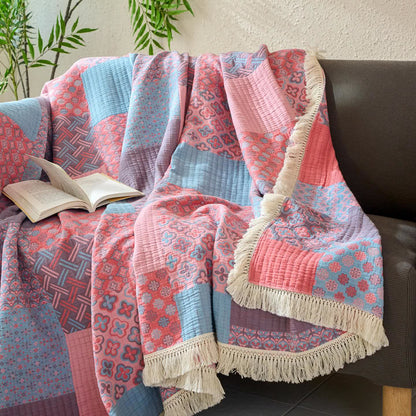 Patchwork Vintage Jacquard Baumwolle Leinen Quilt - image 2