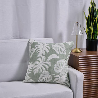 Quadratische Kissenbezüge aus Baumwollgaze-Jacquard mit Monstera-Motiv (2 Stück) - 2x Dunkelgrün - 45cm x 45cm - image 4