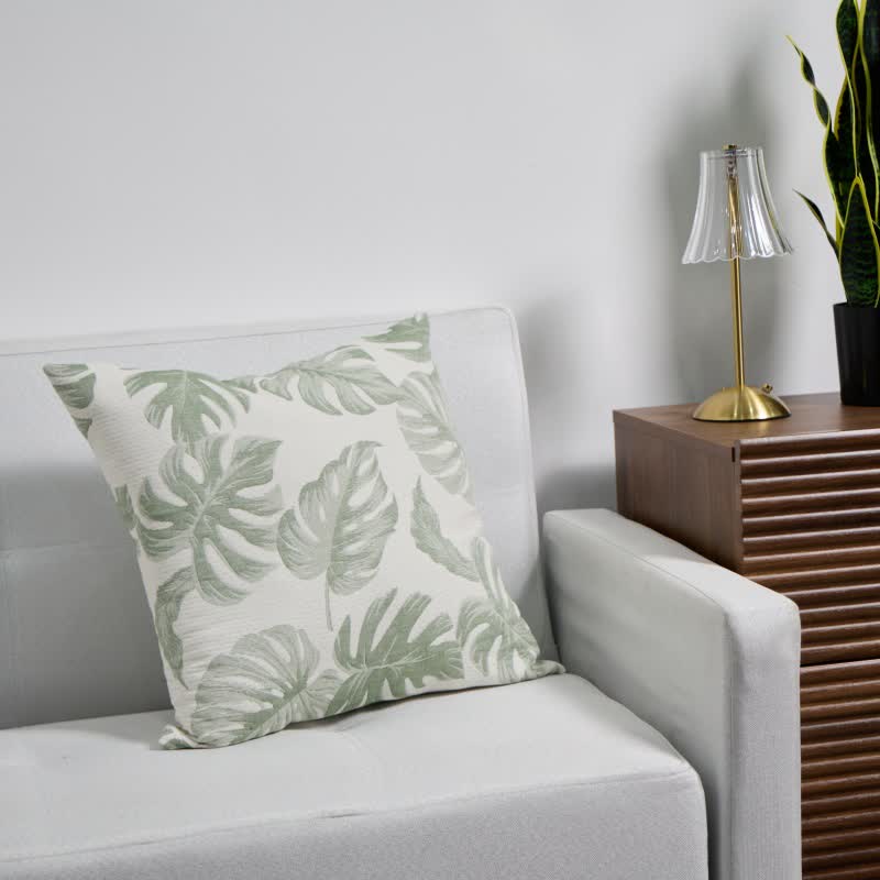 Quadratische Kissenbezüge aus Baumwollgaze-Jacquard mit Monstera-Motiv (2 Stück) - image 3