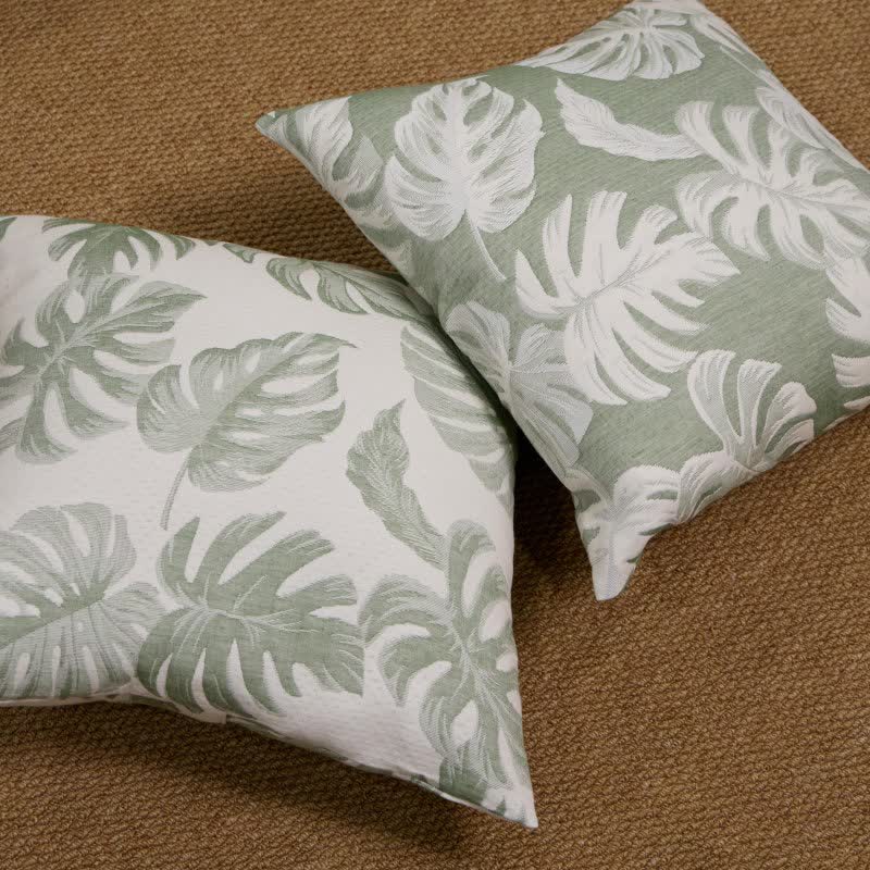 Quadratische Kissenbezüge aus Baumwollgaze-Jacquard mit Monstera-Motiv (2 Stück) - image 1