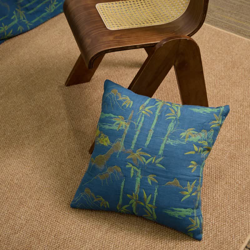 Quadratische Kissenbezüge aus Bambus-Baumwoll-Gaze-Jacquard (2 Stück) - 2x Blau - 45cm x 45cm - image 2