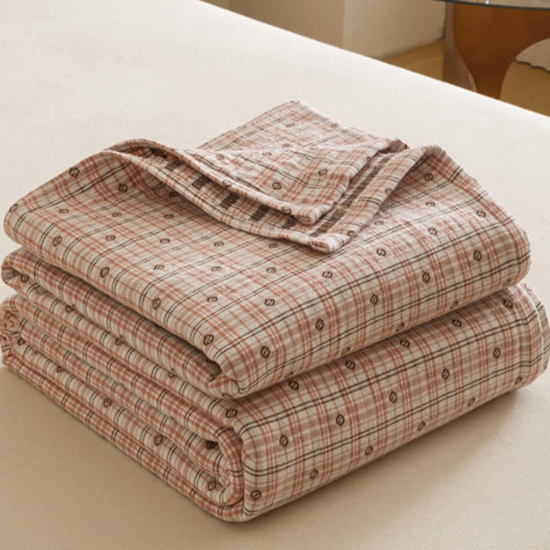 Dreilagige Steppdecke aus Baumwollmusselin mit Karomuster - image 6