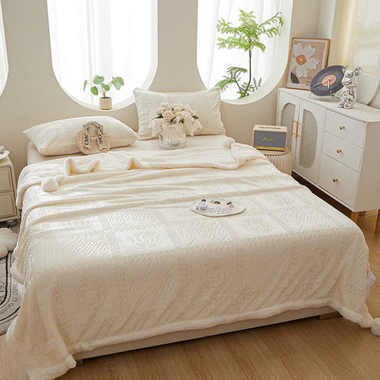 Warme Überwurfdecke mit Kamelienstruktur - Beige - 200cm x 230cm - image 0