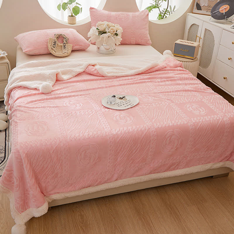 Warme Überwurfdecke mit Kamelienstruktur - Rosa - 200cm x 230cm - image 8
