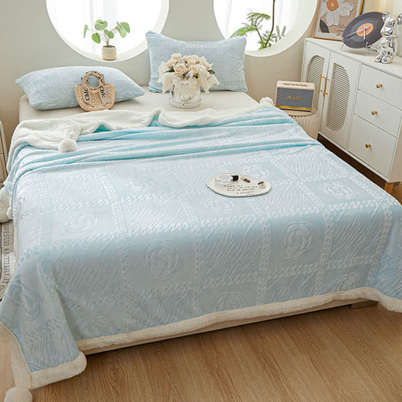 Warme Überwurfdecke mit Kamelienstruktur - Himmelblau - 200cm x 230cm - image 14