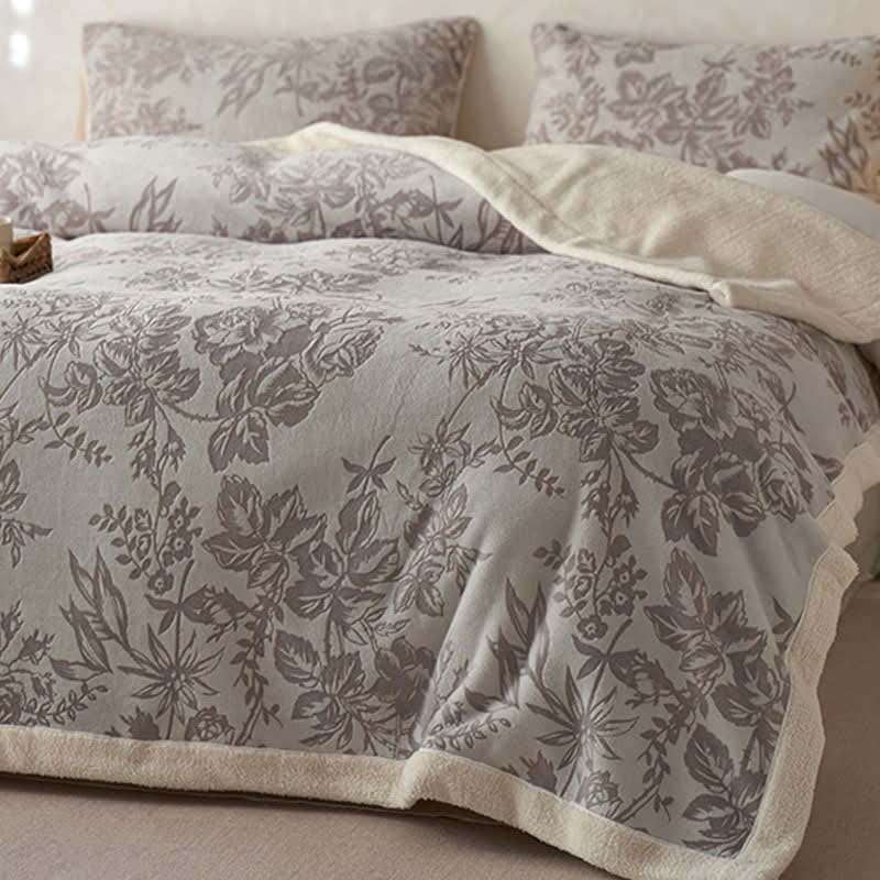 Warme Jacquard-Überwurfdecke mit botanischem Blumenmuster - image 7