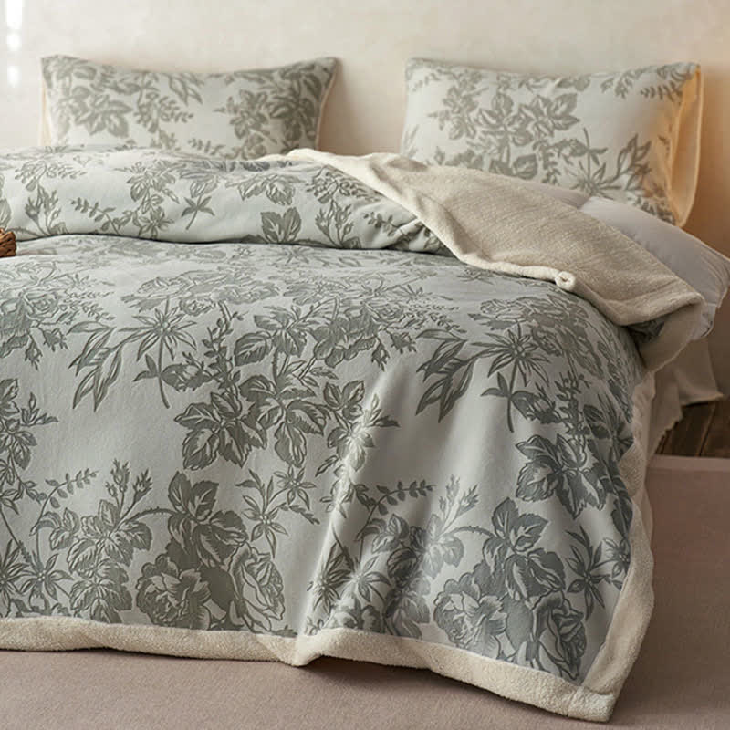 Warme Jacquard-Überwurfdecke mit botanischem Blumenmuster - image 10