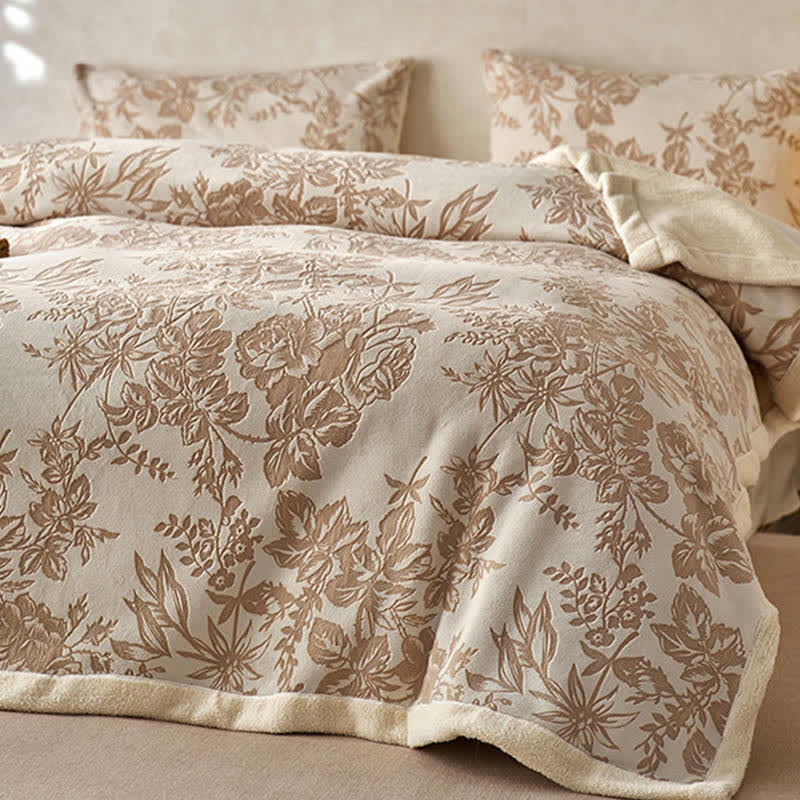 Warme Jacquard-Überwurfdecke mit botanischem Blumenmuster - image 2