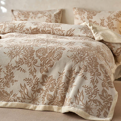 Warme Jacquard-Überwurfdecke mit botanischem Blumenmuster - image 2